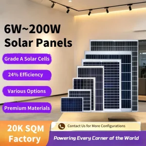 6-200W Mono Solar Panel Solar Battery Charging Photovoltaic Module