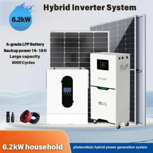 6.2kW 6.5kW Complete Solar PV System with Battery Storage for Home Backup Energy Supply