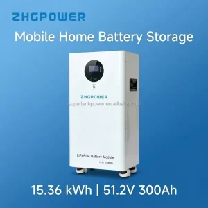 6000+ Cycles 48V 300Ah LiFePO4 Battery 51.2V 15.36kWh Lithium Ion Storage with Smart BMS