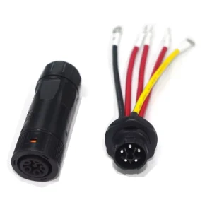 600V 35A Solar AC Inverter Male Female 5P Cable Connectors IP68 Black Solar System Installation