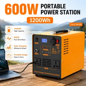 600W Portable Power Station 1200Wh LiFePO4 Solar Generator Pure Sine Wave Home Backup Camping RV Off Grid Outdoor Emergency Tent