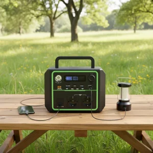 600W Silent Portable Solar Power Station with LiFePO4 Battery, Rechargeable Electric Generator, and Emergency Power Supply