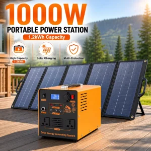600w 600Watt 1200wh Portable Power Station with Solar Panels Mini All in One Solar Energy System for Solar Inverter and Battery