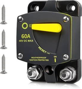 60A Circuit Breaker Manual Reset Switch BS6060 DC 12-48V for Car Audio RV Marine Boat Truck Electronic Battery Solar