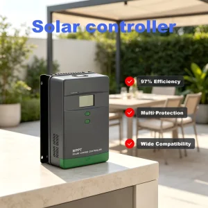60A MPPT Solar Battery Charge Controller with Overcharge and Short-Circuit Protection for RV, Boat, and Camper Solar Kits