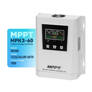 60A MPPT Solar Charge Controller 150V Color LCD LED Display 48V 3120W Lighting Battery Charger with Heat Sink Cooling