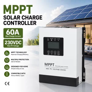 60A MPPT Solar Charge Controller Max PV Voltage 230VDC Optional 12V 24V 36V 48V 60V 72V 84V 96V Solar Battery Charging Regulator