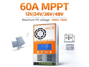 60A MPPT Solar Charge Controller with LCD Display for 12V 24V 36V 48V Solar Lighting Applications