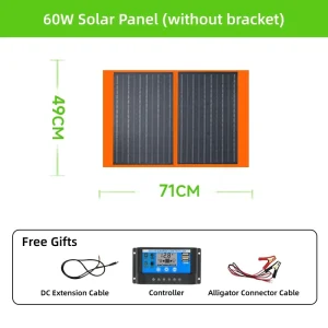 60W Foldable Portable Monocrystalline Solar Panel Waterproof 22% High Efficiency Solar Charger for Camping RV Off Grid