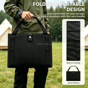 60W PET Foldable Portable Waterproof Solar Charger for Outdoor Camping RV Power Station