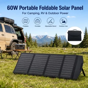 60W Portable Foldable Solar Panel Charger for Solar Energy Storage System Home Backup Off grid Camping Car Fridge Power
