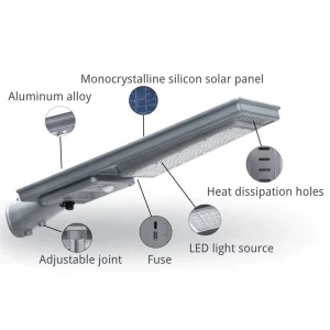 60W Solar LED Street Light, IP66, Aluminum, LiFePO4 Battery, CCC and RoHS Certified
