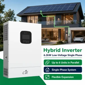 6200W Hybrid Grid Solar Inverter 48V DC to 230V AC Residential ESS SPI4862V100-500P Lithium Ion Backup Solution