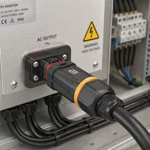 65A 3 Pin Solar Inverter AC Connector IP68 Hybrid Inverter Connector 1000V Rated AC Connector