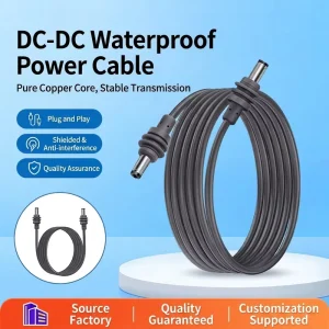 6FT 10FT 16FT Mini 12V 24V Fast Charging PVC Braid Shielding DC Cable for Camera Computer Printer & Vehicle Bus RV