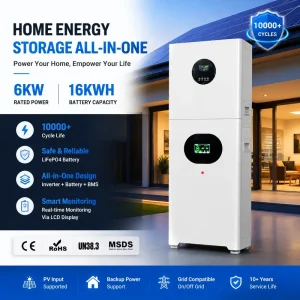 6KW 16KWH All-in-one Machine 51.2V Household Energy Storage Battery Solar System Equipped with Solar Inverter Lifepo4 Battery