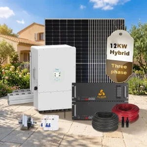 6KW Hybrid Complete Off Grid Home Solar Power System Kit 15KW Lithium Ion Battery Inverter with MPPT Controller 220V Output