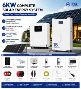 6KW Hybrid Solar Energy Storage System with 16KWh Lithium Battery 51.2V 314Ah IP65 Inverter Complete Solar Power System
