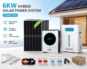 6KW Hybrid Solar Power System Solar Energy Storage Kit with Battery Inverter Controller Panels for Home Backup
