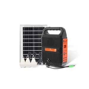 6V 7Ah Lead Acid Battery with 9V 10W Solar Panel and 3 Bulbs Speaker Function Rechargeable Solar Portable System