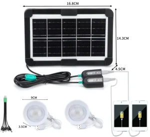 6V3.5W Mini Solar Panel with USB Stabilizer Portable 5-in-1 Cable Charger for Phones Small Size Garden Application Solar Panel