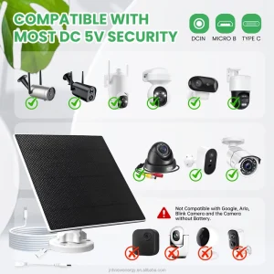 6W Adjustable Angle Waterproof Solar Panel with 3m DC Cable for Outdoor Monitoring Camera