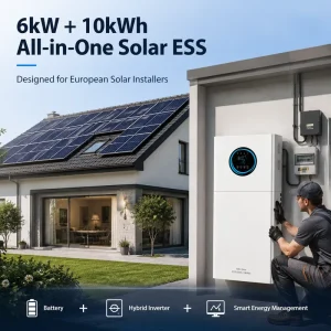 6kW 10kWh All-in-One Solar Energy Storage System LiFePO4 Battery Hybrid Inverter for European Residential PV Installer