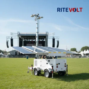 7-12 Meters Solar System LED Solar Portable Mobile Light Tower 6*100W LED Lighting Trailer for Sale or Rent.