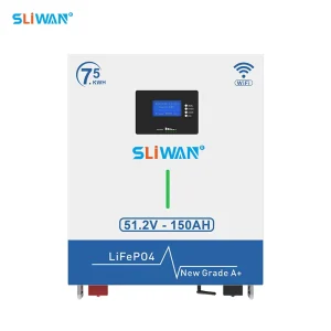 7.5kWh 150Ah 51.2V Stackable Solar Battery LiFePO4 Lithium Battery Pack CAN Wall Mounted Hybrid Grid