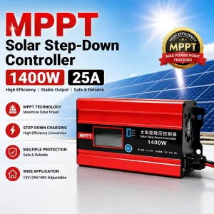700W 1400W Step-Down MPPT Solar Charge Controller 12A 25A 12V 24V 48V Adjustable Battery Solar Regulator PV Charger