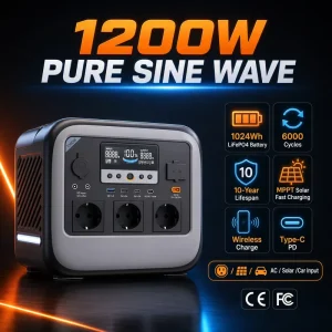 700W Portable Power Station LiFePO4 Battery 512Wh Pure Sine Wave MPPT Solar Generator for Camping RV Outdoor Emergency Backup