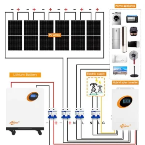 7200W Hybrid Solar Power System, 110V/220V, 50/60Hz, 12kW 10kW 7.2kW 5.5kW 3kW, for Home, Hotel, and School