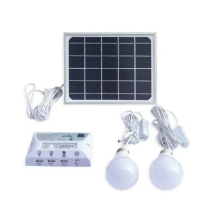 8.14Wh Portable Solar Lighting System with 2 Bulbs, Solar Panel, IPX4 Waterproofing, 6-9h Working Time, and Wired Control Switch
