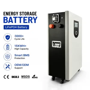 8000 Cycle Life 15kWh 51.2V 300Ah Floor-Mounted LiFePO4 Solar Battery for Residential Energy Storage