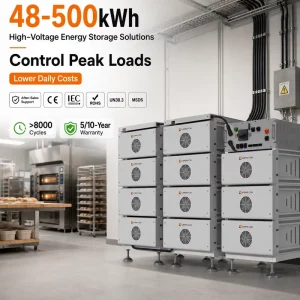 8000 Cycles 50kWh 100kWh 261kW High Voltage Lithium Battery Energy Storage System Commercial Backup Solar Use