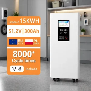 8000+ Cycles LiFePO4 Battery 15kWh 51.2V 300Ah Solar Energy Storage with Smart BMS