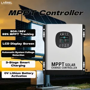 80A 96V MPPT Solar Charge Controller with Overload Protection, 0V Li Battery Activation and Pure Sine Wave for Solar Billboards