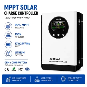 80A MPPT Solar Charge Controller with LCD Display for RV Boat Home Solar Systems 12V 24V 36V 48V RS485 Bluetooth