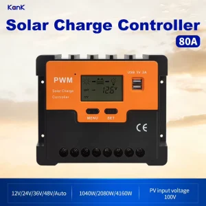 80A Portable Solar Controller 12V 24V 48V Solar Charge Controller for Off-Grid Applications
