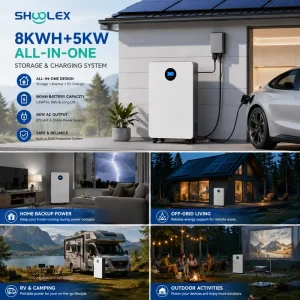 8kWh LiFePO4 Battery 5kW Inverter Home Energy Storage System All-in-One Off-Grid Mobile Solar Power System