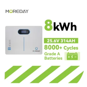 8kWh Wall Mounted Home Energy Storage Battery 25.6V 314Ah Lithium Battery Solar System