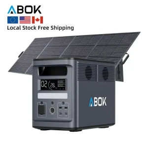 ABOK 2000W LiFePO4 Portable Power Station 1536Wh Solar Generator MPPT PD QC3.0 Car Jump Starter Home Outdoor Camping