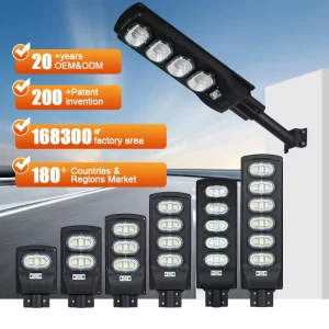 ABS IP65 50W 100W 150W 200W 250W 300W 6000K All-in-One LED Solar Street Light