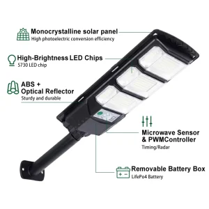 ABS IP65 Energy Saving Integrated All in One Outdoor LED Solar Street Light With Solar Panel