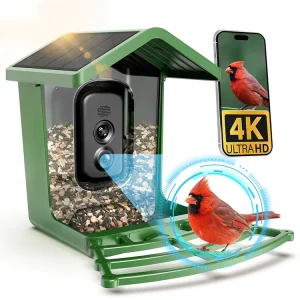 AI Smart Bird Feeder Camera 4K Dual Band WiFi IP66 Waterproof PIR Motion Detection Solar Powered AI Bird Recognition