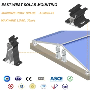 AL6005 T5 Aluminum East West Solar Mounting System Roof Brackets for Tin Flat Roof