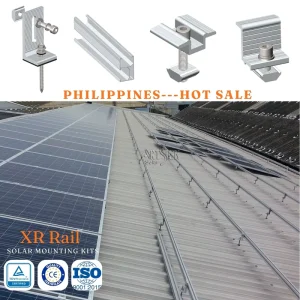 AL6005-T5 Solar Rail and L-Foot Mount Bracket Kit for Tin Metal Roofs, High Wind Load PV Panel Mounting, Philippines