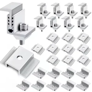 AL6005-T5 Solar Roof Mounting Bracket 35mm 45mm Adjustable End and Mid Clamp for PV Solar Panel Installation