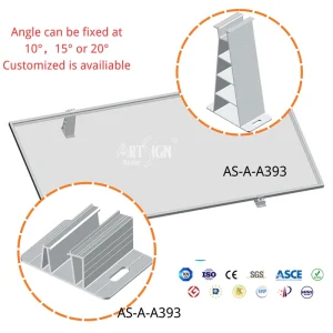 ART SIGN Solar Tilt Brackets Solar Mounting System Adjustable Front Rear Leg Suitable for Commercial Flat Tin Floor Customized