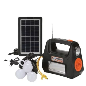 AT-9015B Solar Energy System Kit with 3 Bulbs, Music, and FM Radio